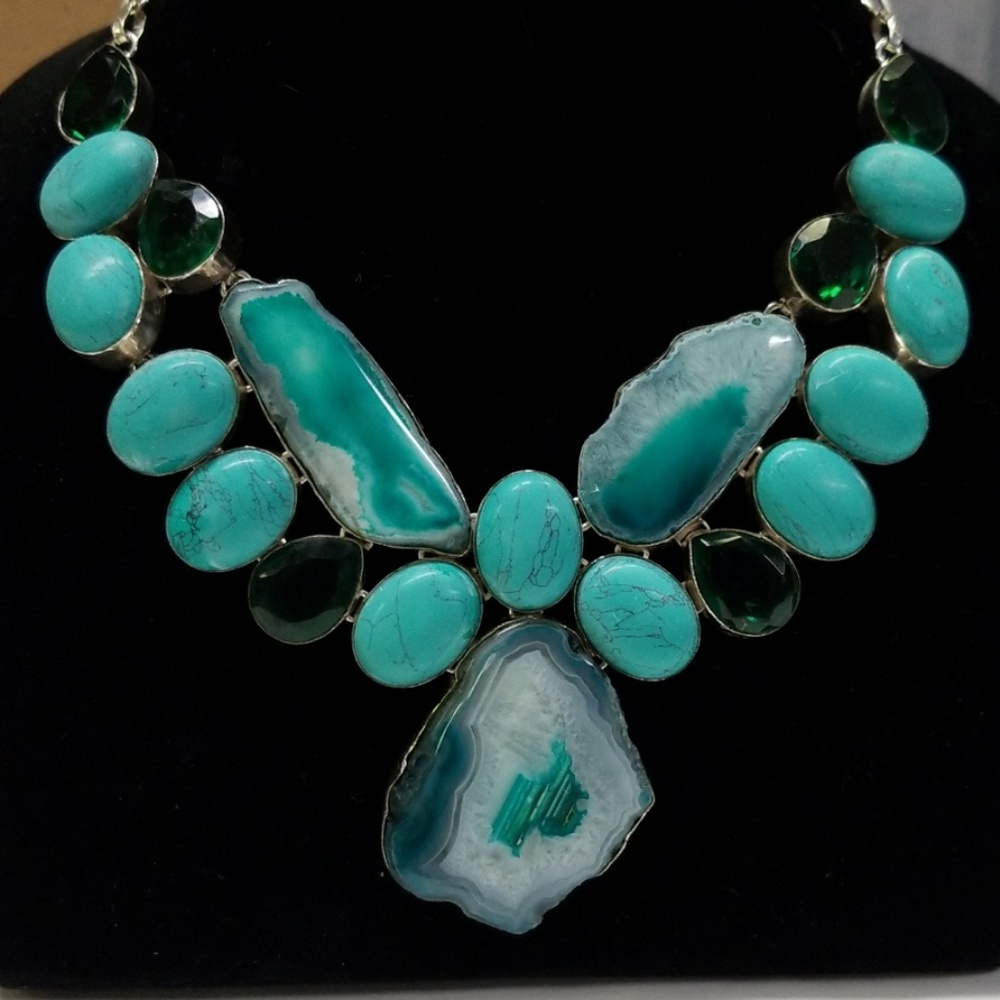 Gemstone Statement Necklace - image 2